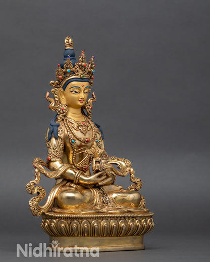 Amitayus statue right side, carved robes, Newari artistic detail, Nepal