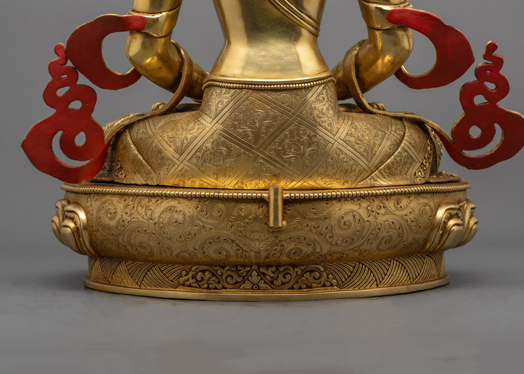 Amitayus Practice Statue | Gold Gilded Buddha Statue for Rituals