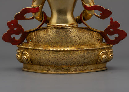 Amitayus, The Buddha of Long Life | Gold Gilded Copper Statue