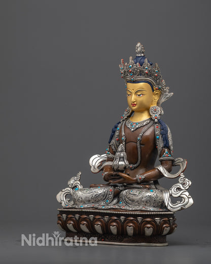 Nepalese Amitayus Statue | Master Artisan Carved Longevity Buddha
