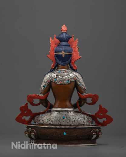 Nepalese Amitayus Statue | Master Artisan Carved Longevity Buddha