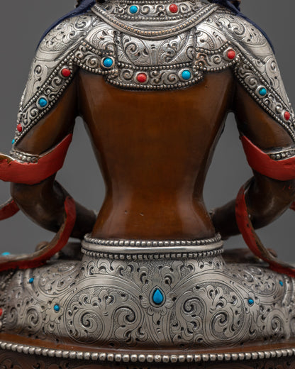 Nepalese Amitayus Statue | Master Artisan Carved Longevity Buddha
