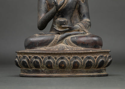 Antique-Finish Amoghasiddhi Buddha Statue | Traditional Buddhist Art