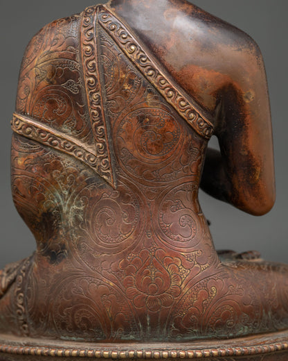 Wisdom Buddha Amoghasiddhi Sculpture | Chemically Oxidized Copper Idol