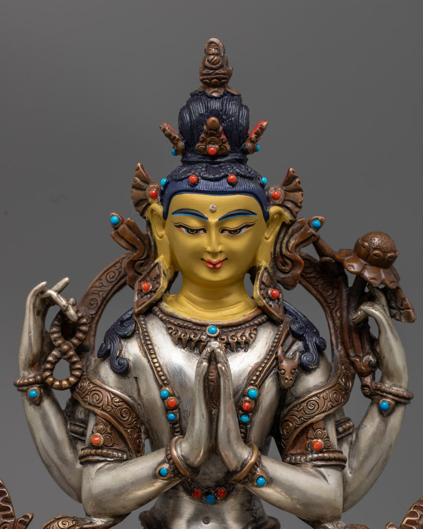Chenrezig Statue| Handmade Tibetan Avalokiteshvara for Altar & Meditation