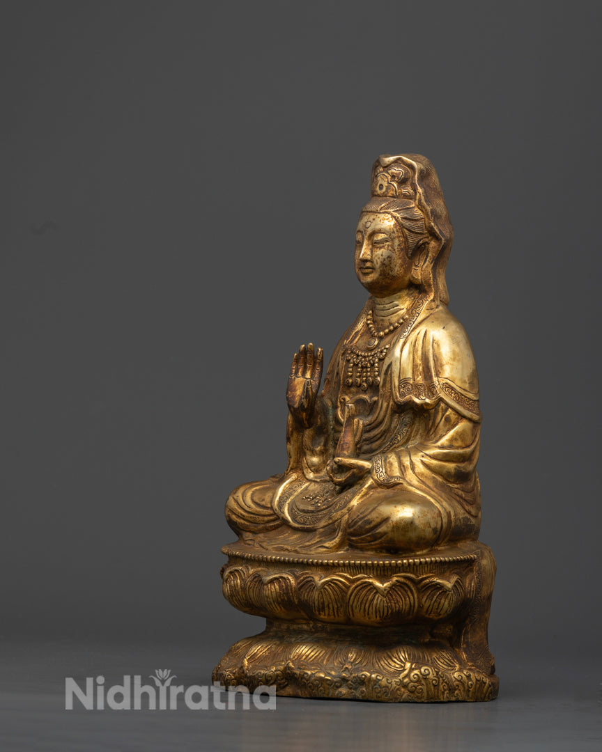 Kuan Yin Statue in Antique Finish | Quan Yin Statue Feng Shui