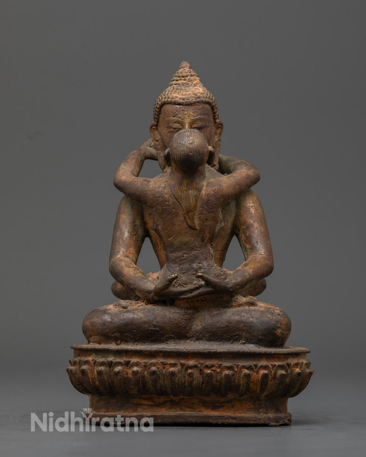 Oxidized Samantabhadra and Samantabhadri Statue – Divine Buddhist Couple for Spiritual Awakening