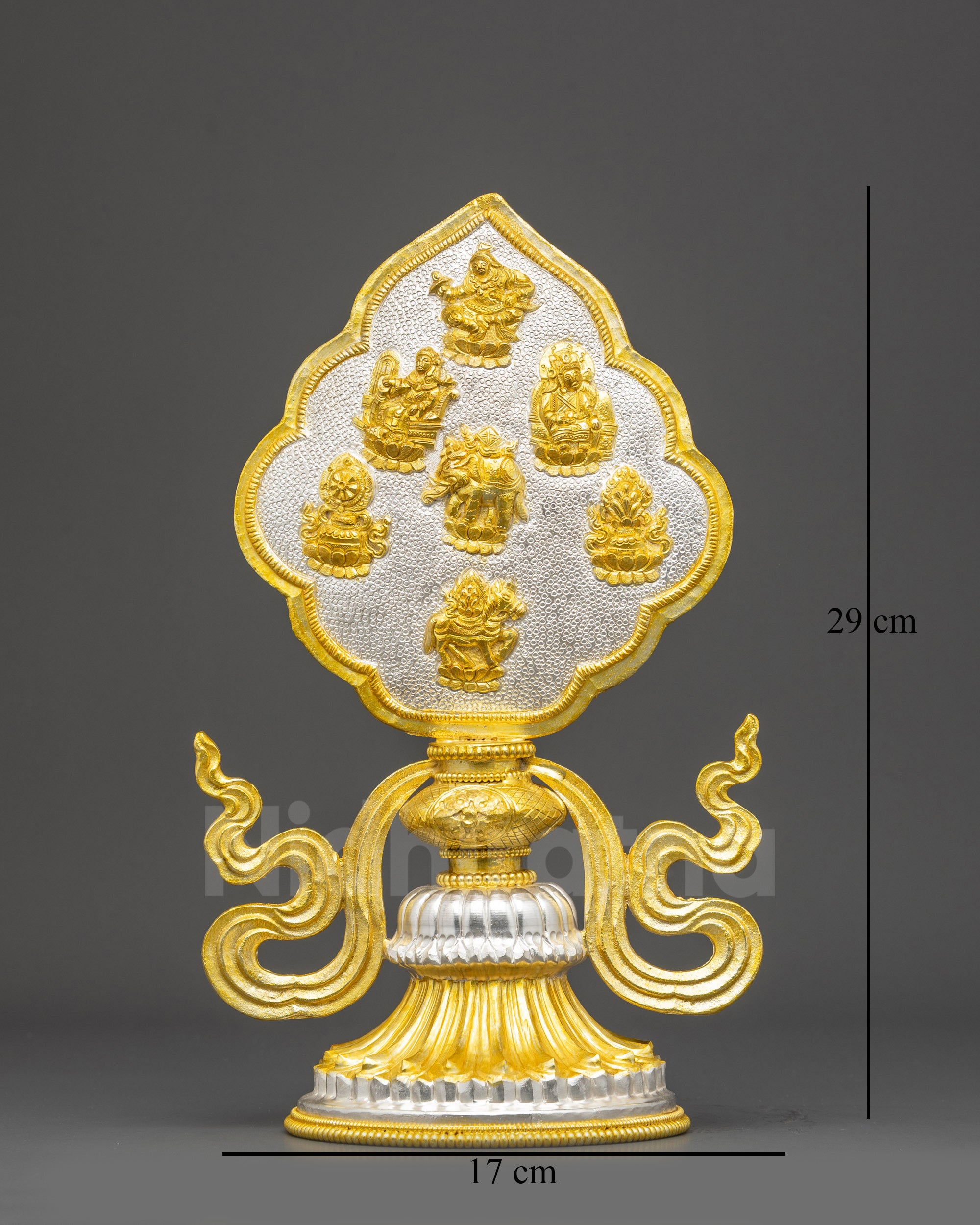 Astamangala set handcrafted copper with gold and silver plating