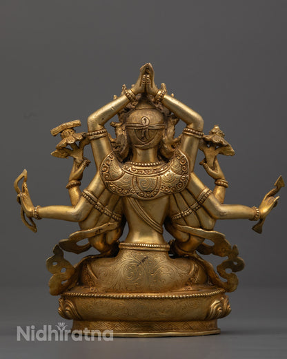Authentic Nepalese lost wax Namasangati statue representing wisdom, protection, and spiritual strength