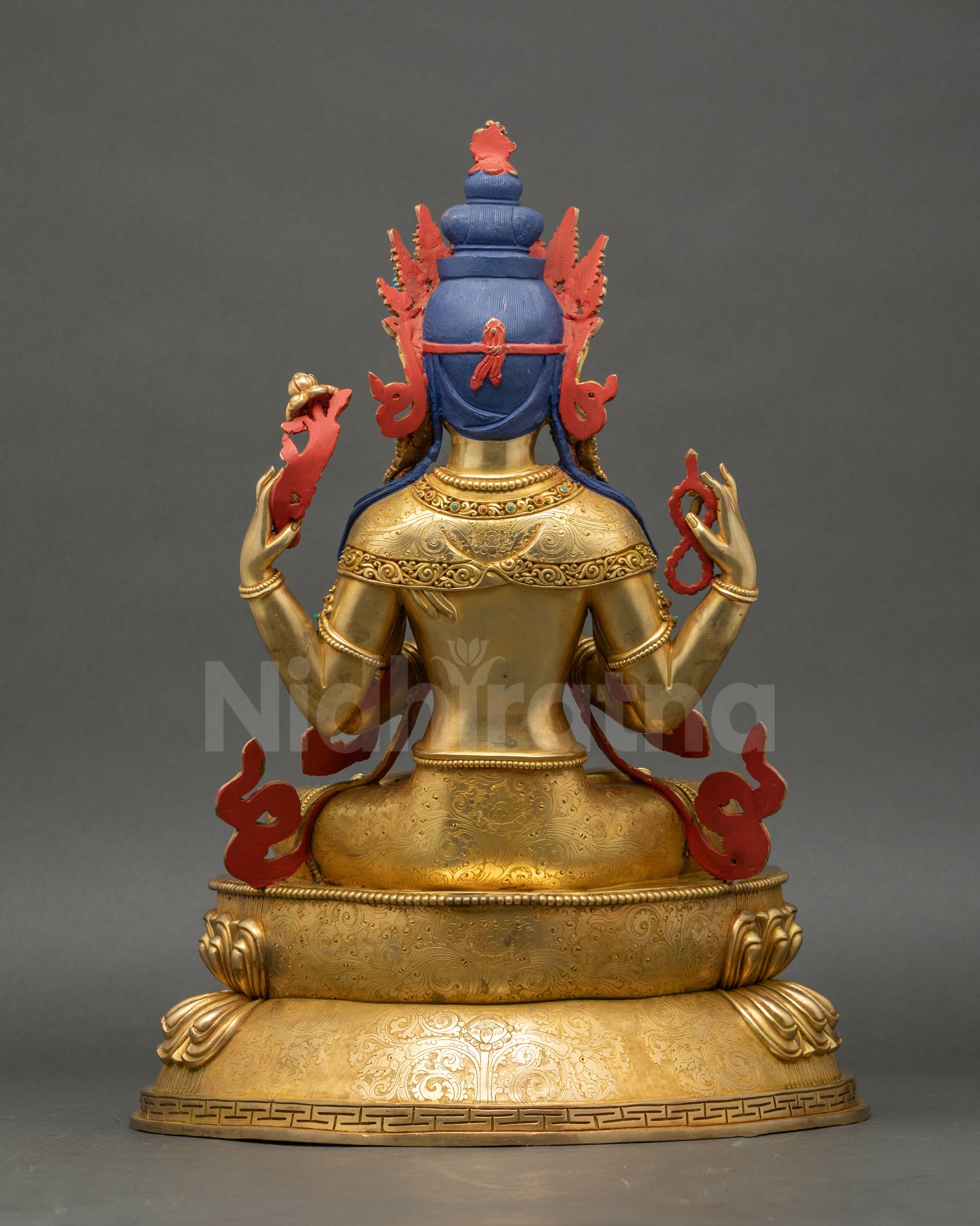 Avalokiteshvara Statue back view Nepalese handcrafted Buddhist Bodhisattva sculpture