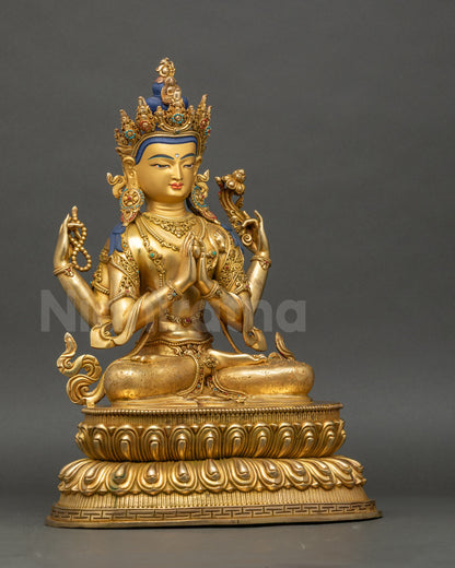 Avalokiteshvara Statue right side view Nepalese artisan-crafted Buddhist art