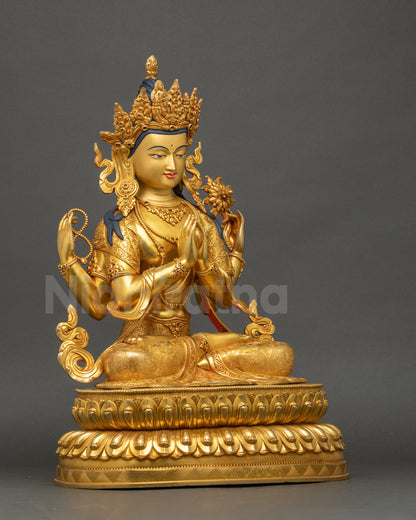Avalokiteshvara statue right side lotus seat gold-gilded