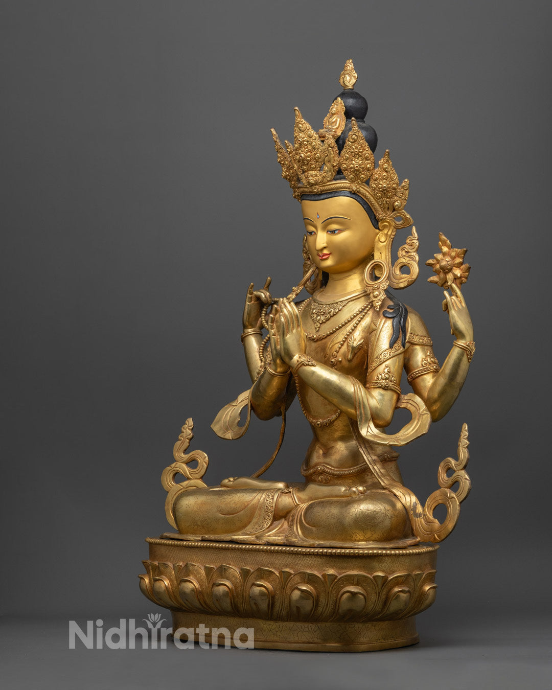Avalokiteshvara statue symbolizing compassion and spiritual healing for meditation ltar

