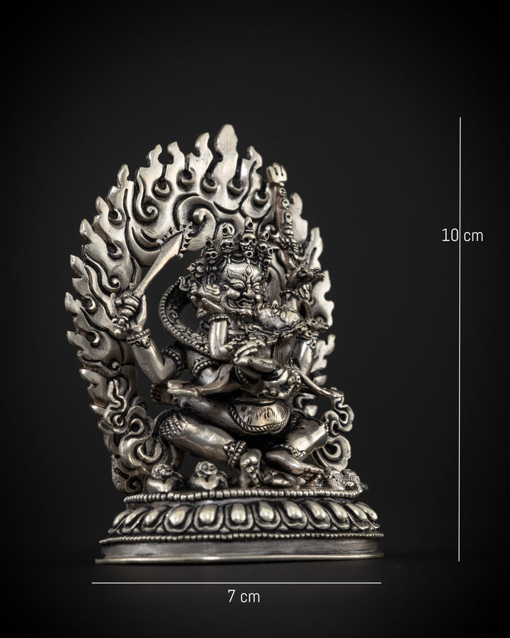 Four-Armed Mahakala and Consort: Crafted in Pure Silver