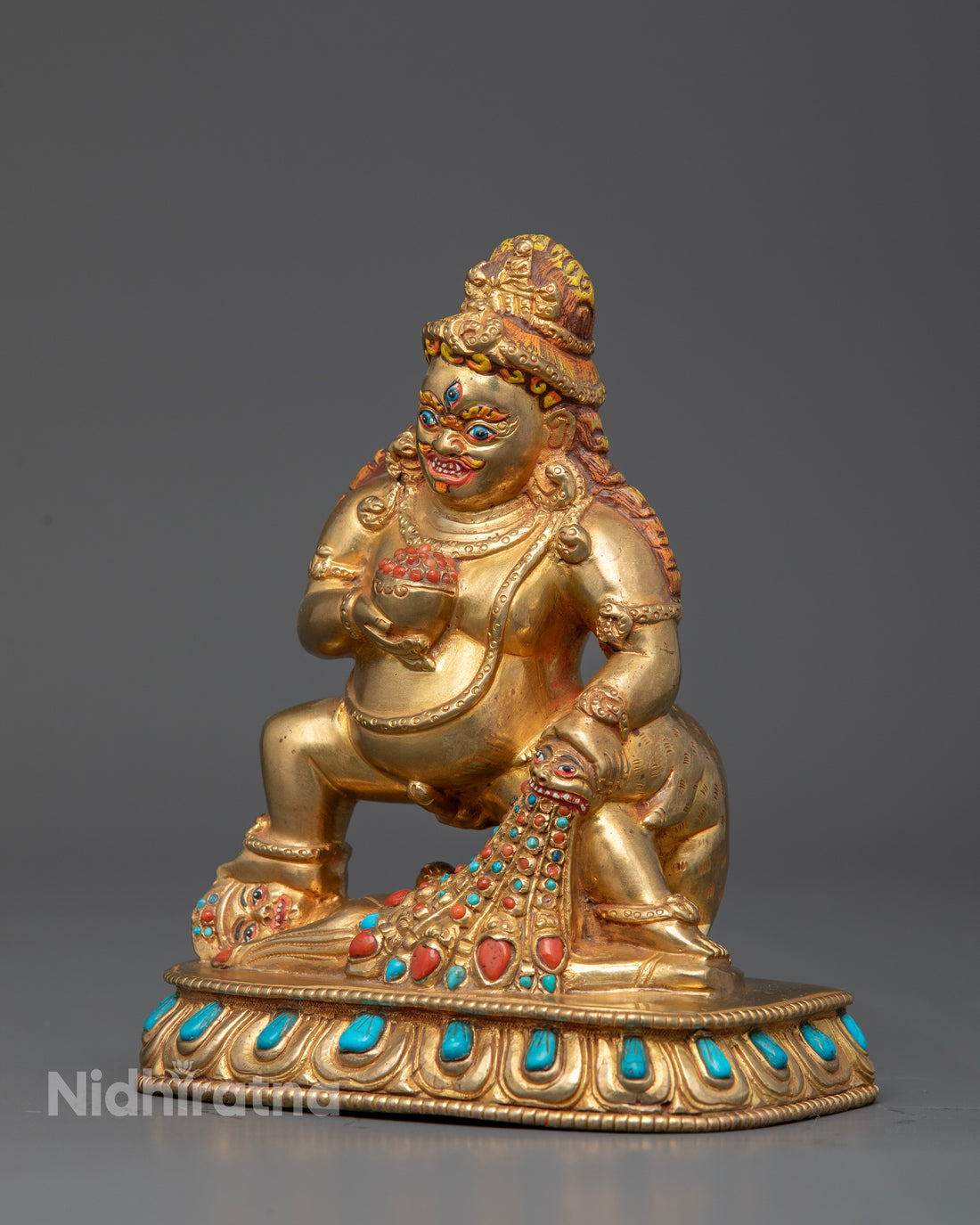 Traditional Black Dzambhala Statue | Wealth and Prosperity Deity