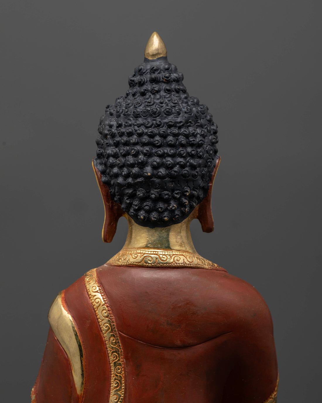 Handcrafted 13 Inch Shakyamuni Buddha Statue in Oxidized Copper