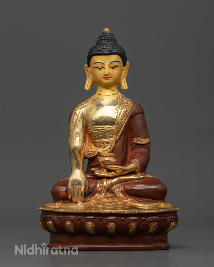 Oxidized Copper Shakyamuni Buddha Statue: Perfect for Altars