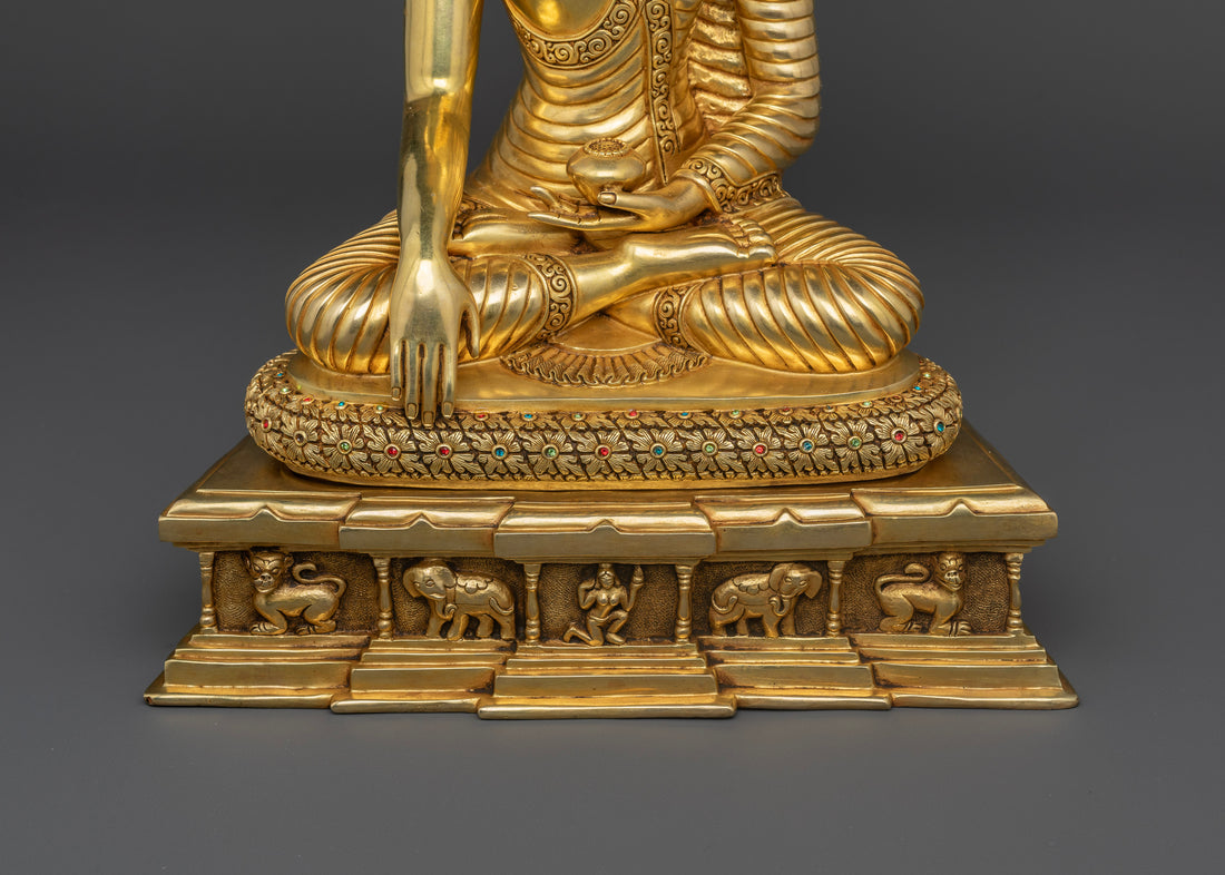 Buddha Shakyamuni: The Enlightened One in Gold Gilded Splendor