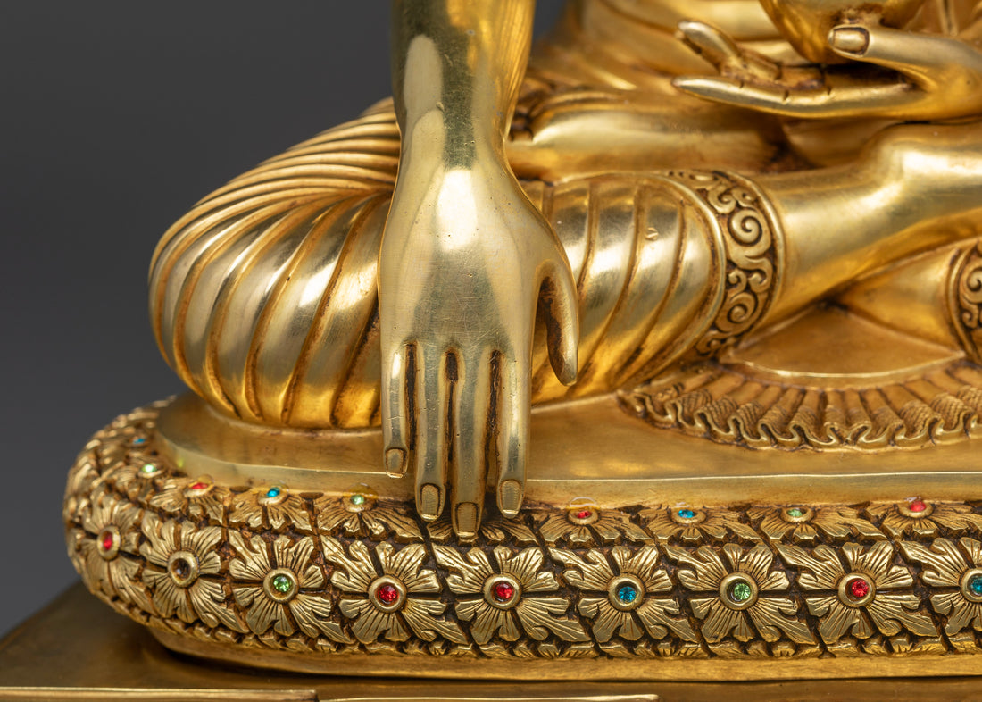 Buddha Shakyamuni: The Enlightened One in Gold Gilded Splendor