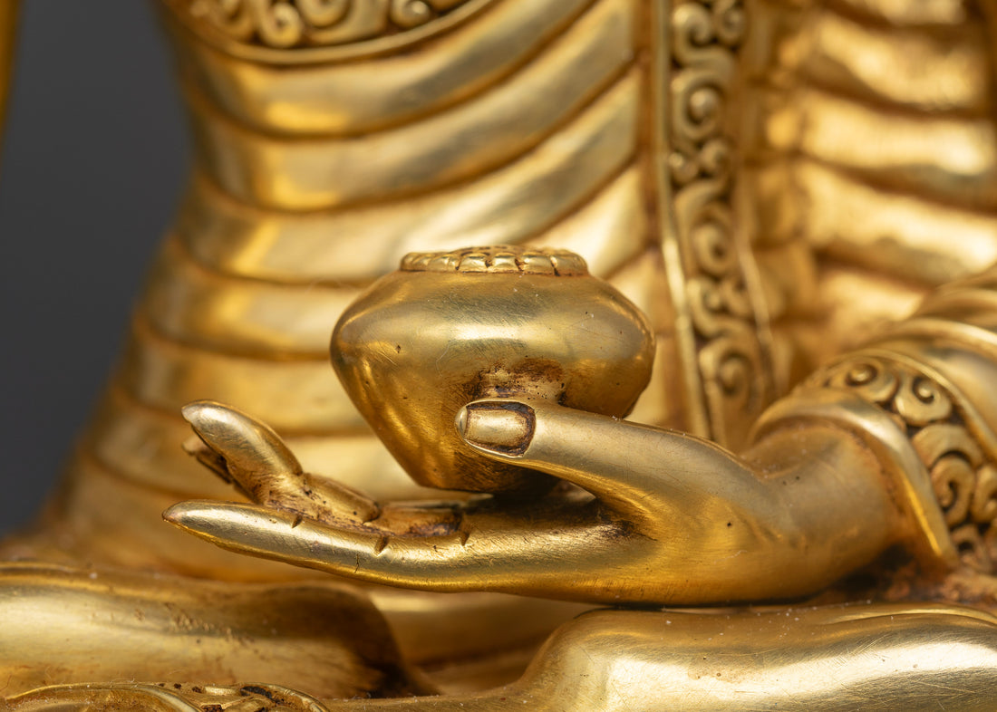 Buddha Shakyamuni: The Enlightened One in Gold Gilded Splendor