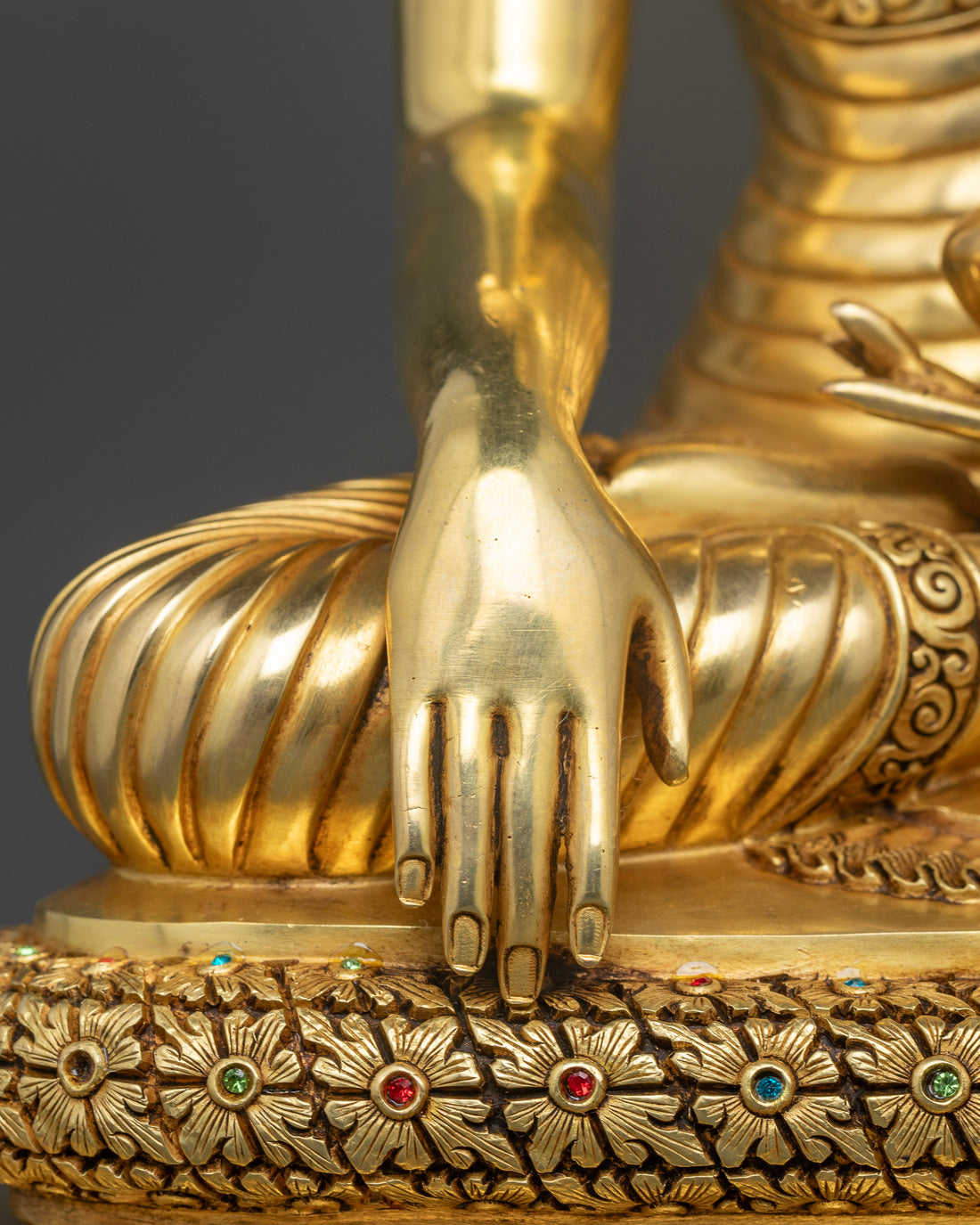 Buddha Shakyamuni: The Enlightened One in Gold Gilded Splendor