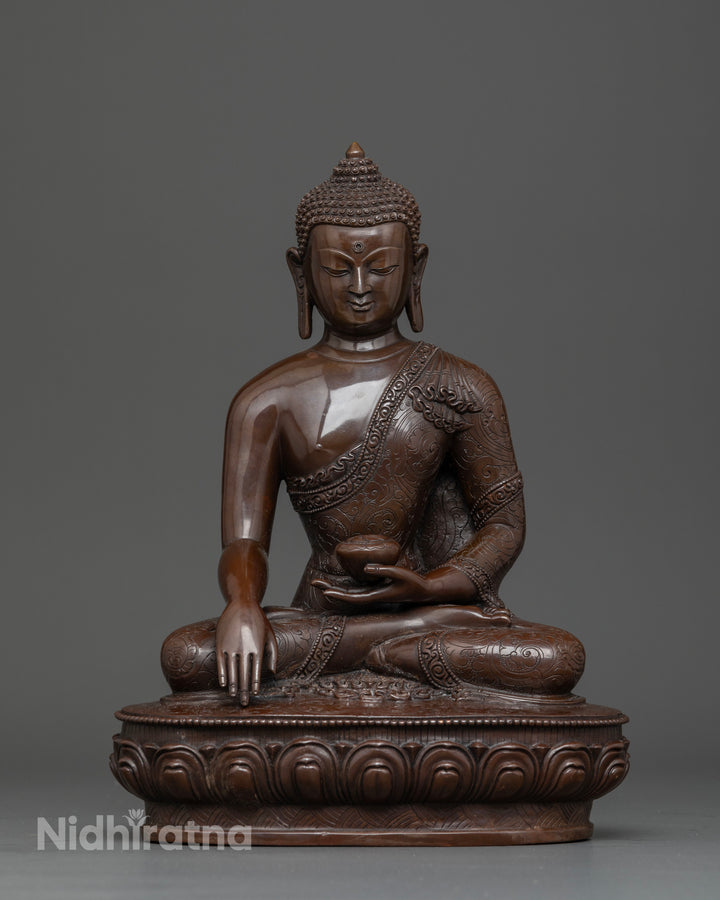 Enhance Inner Peace with This Oxidized Shakyamuni Buddha Sculpture