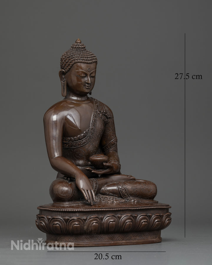 Enhance Inner Peace with This Oxidized Shakyamuni Buddha Sculpture