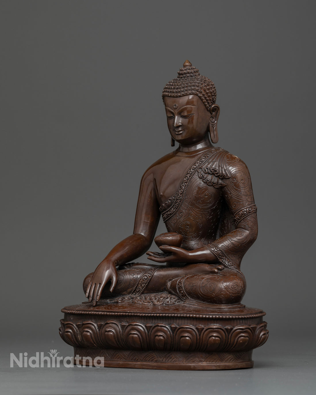 Enhance Inner Peace with This Oxidized Shakyamuni Buddha Sculpture