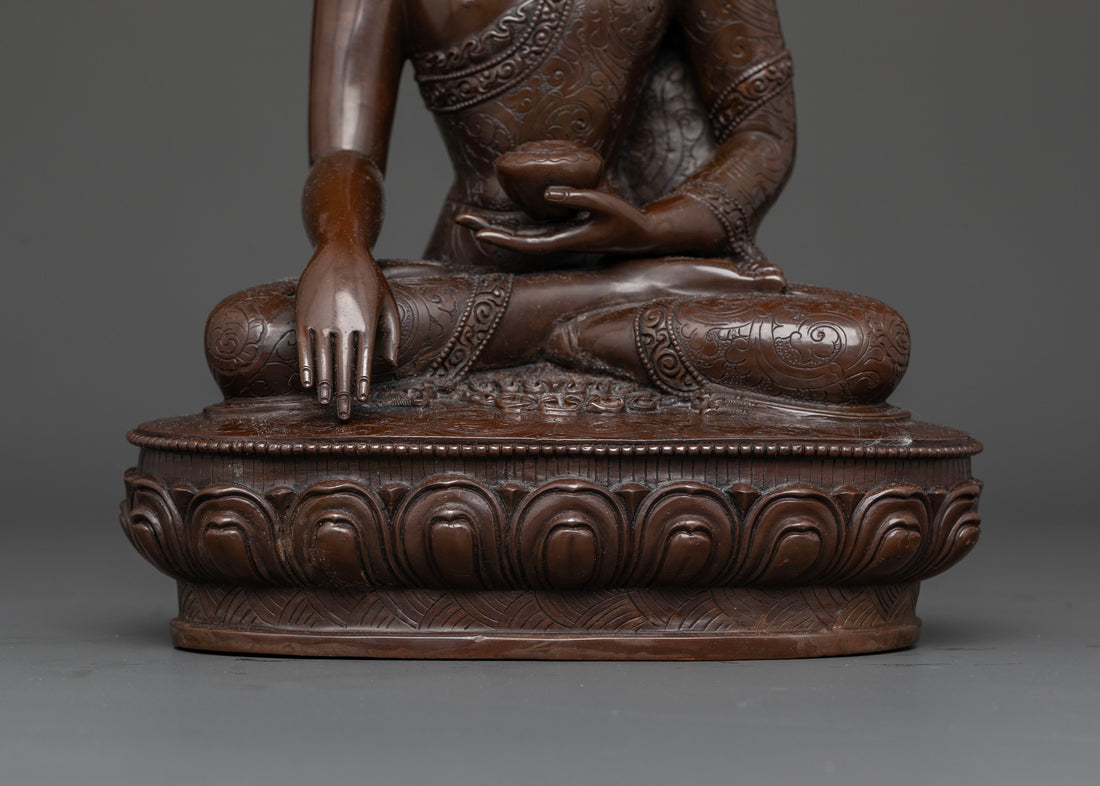 Enhance Inner Peace with This Oxidized Shakyamuni Buddha Sculpture