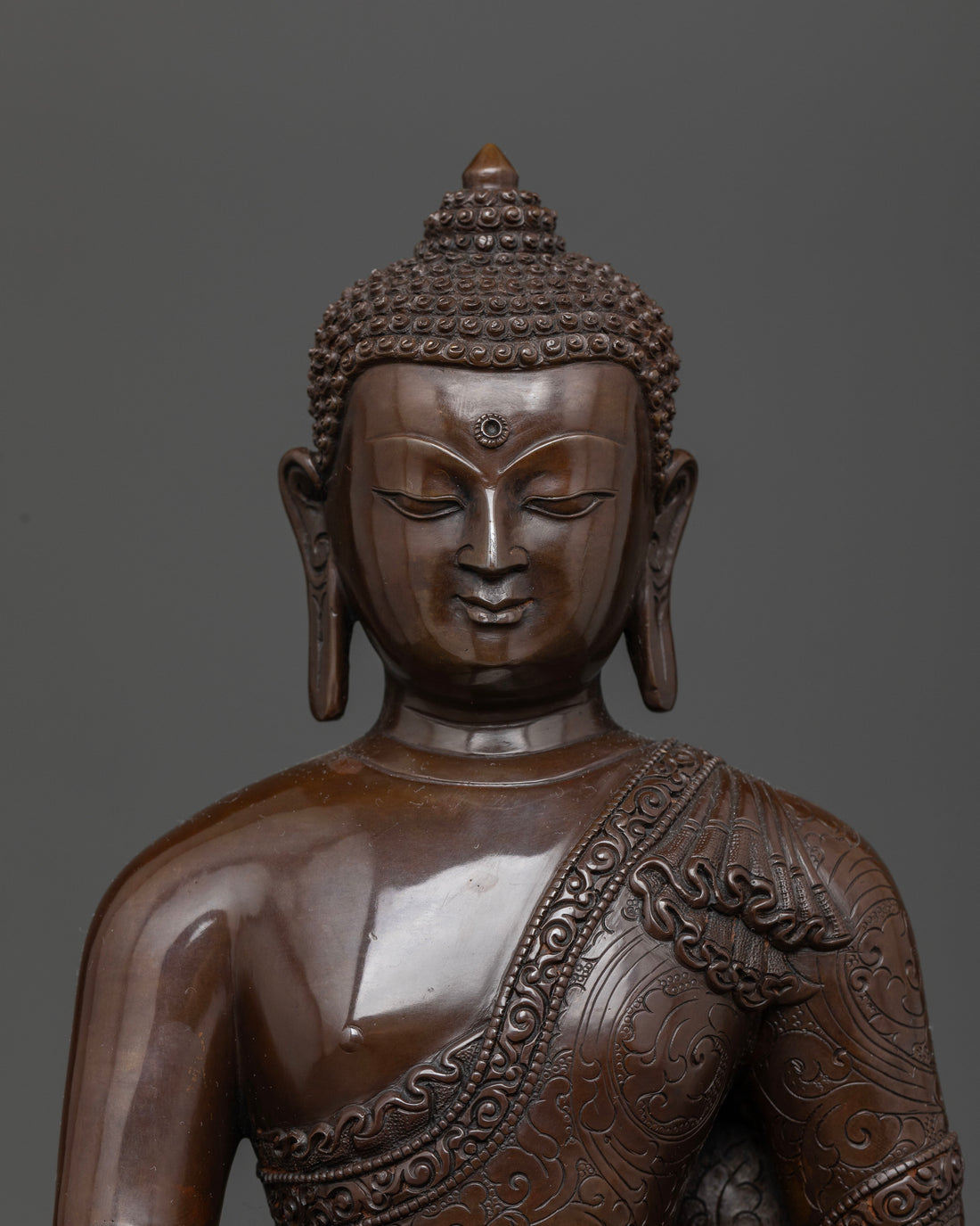 Enhance Inner Peace with This Oxidized Shakyamuni Buddha Sculpture