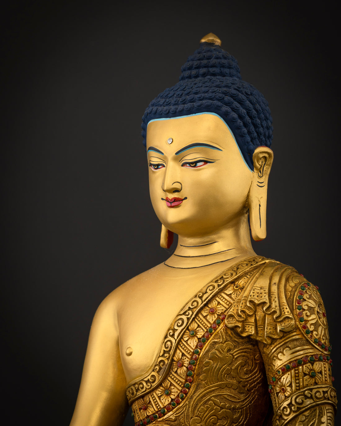 Buddha Shakyamuni: A Masterpiece in Full Gold and Precious Stones