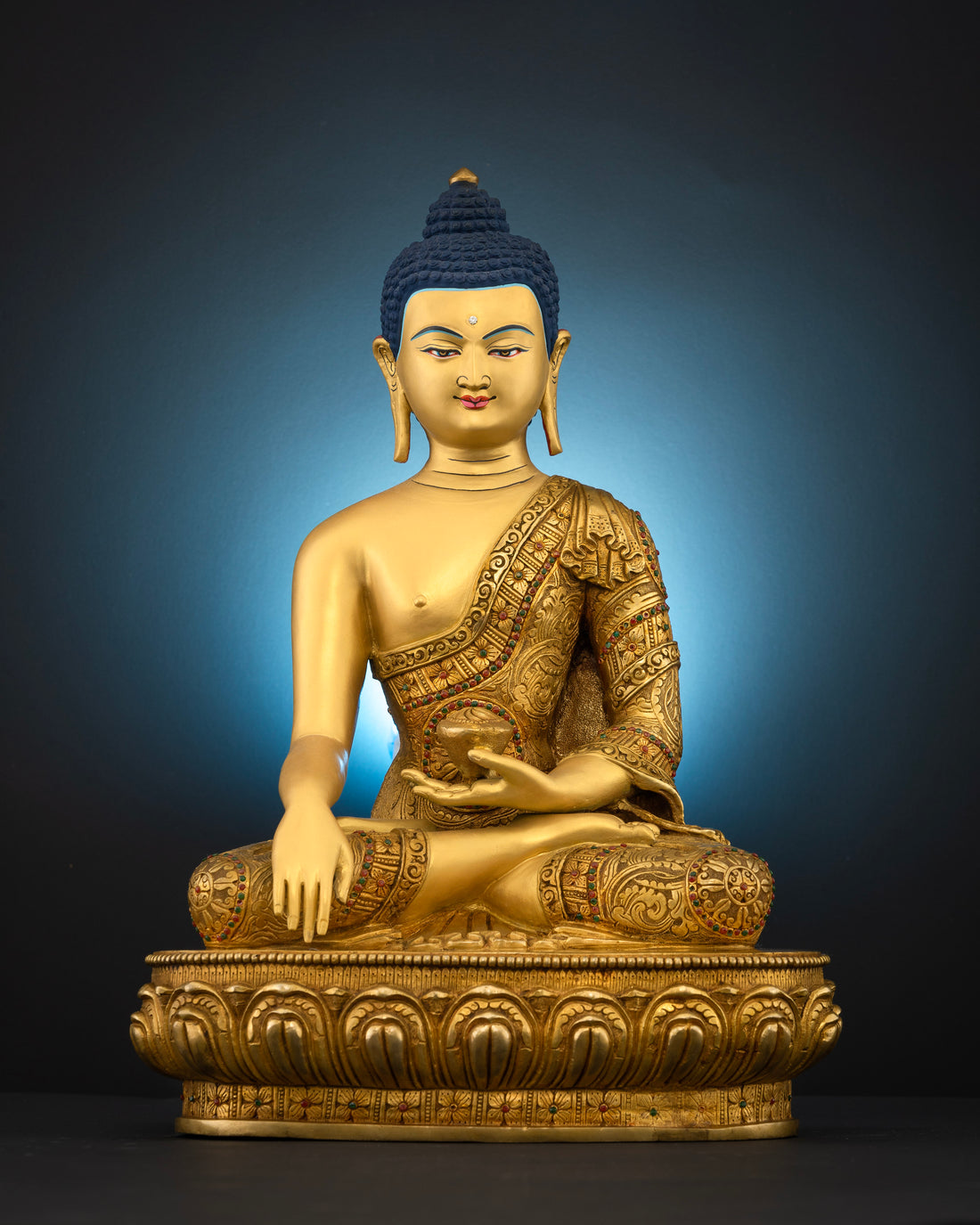 Buddha Shakyamuni: A Masterpiece in Full Gold and Precious Stones