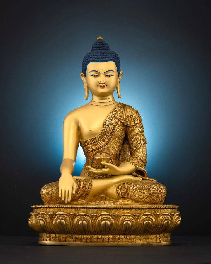 Buddha Shakyamuni: A Masterpiece in Full Gold and Precious Stones