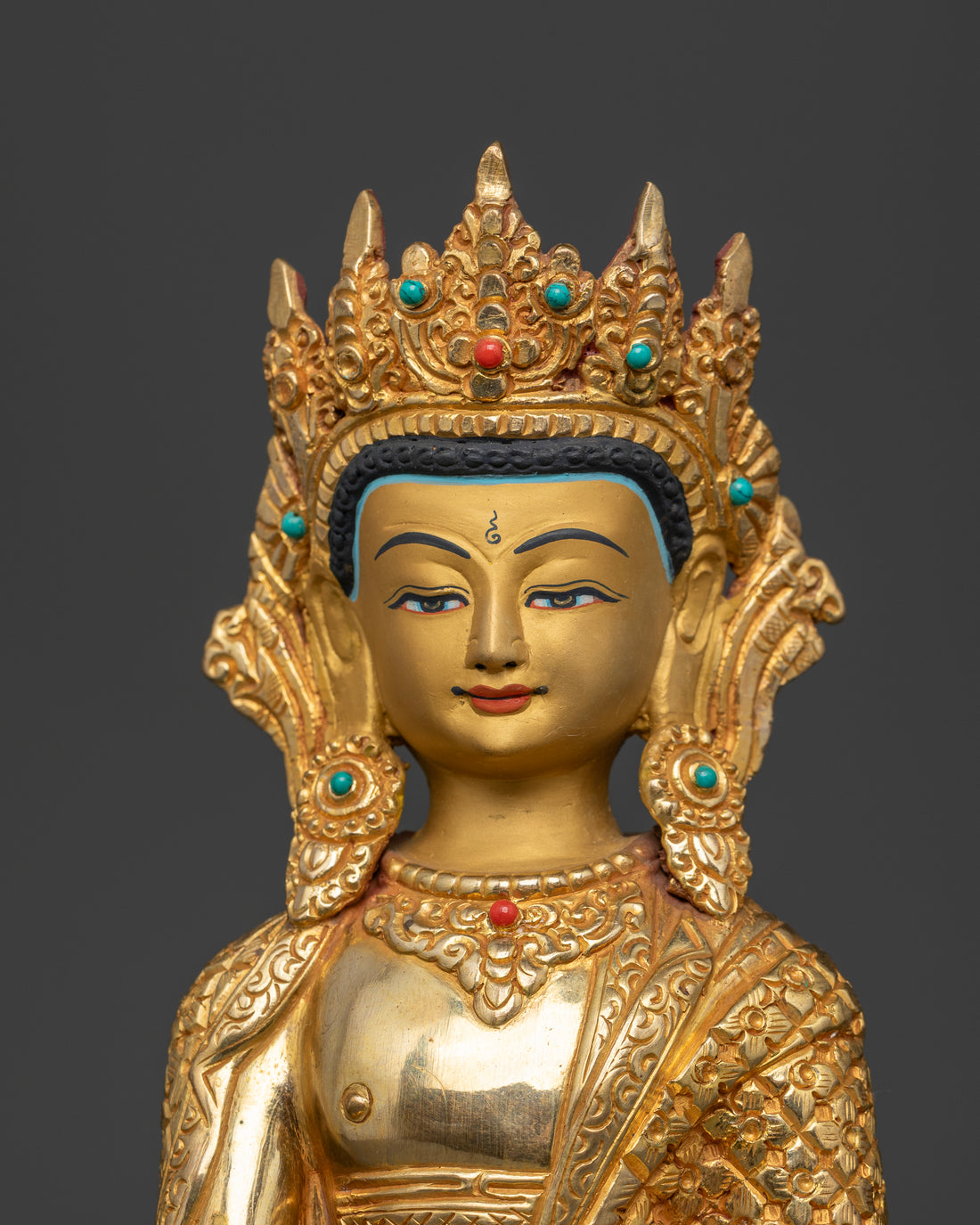 Handcrafted Crowned Buddha Shakyamuni Statue for Home Blessings