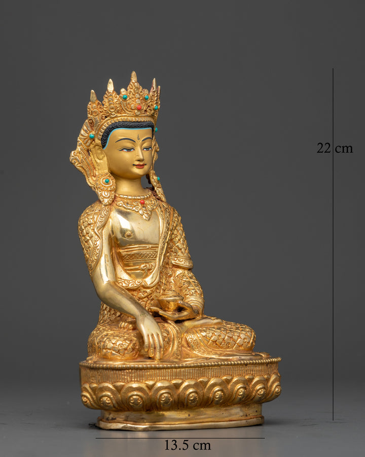 Handcrafted Crowned Buddha Shakyamuni Statue for Home Blessings