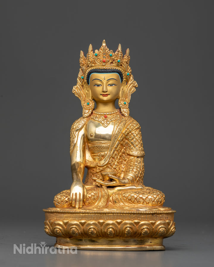 Handcrafted Crowned Buddha Shakyamuni Statue for Home Blessings