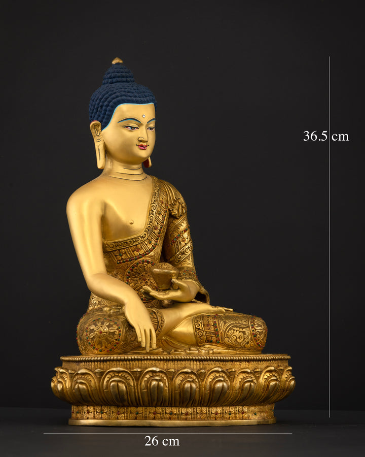 Buddha Shakyamuni: A Masterpiece in Full Gold and Precious Stones