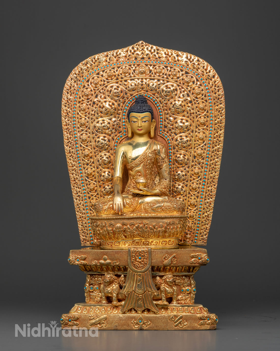 Enlightened Buddha Shakyamuni on a Throne: The Pinnacle of Serenity