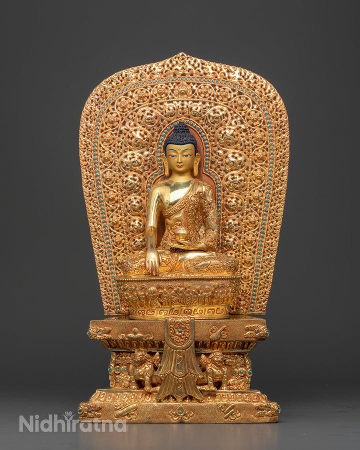 Enlightened Buddha Shakyamuni on a Throne: The Pinnacle of Serenity