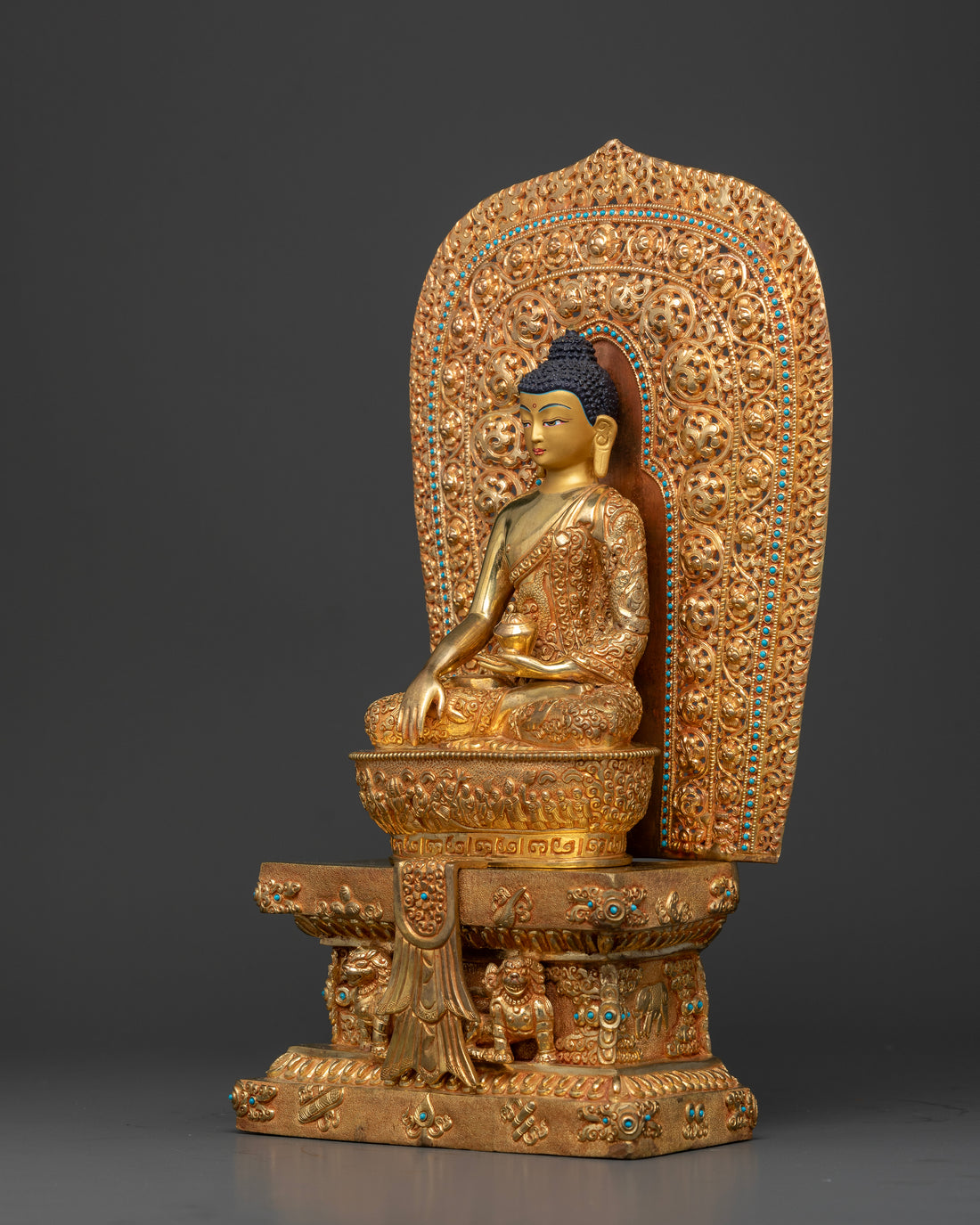 Enlightened Buddha Shakyamuni on a Throne: The Pinnacle of Serenity