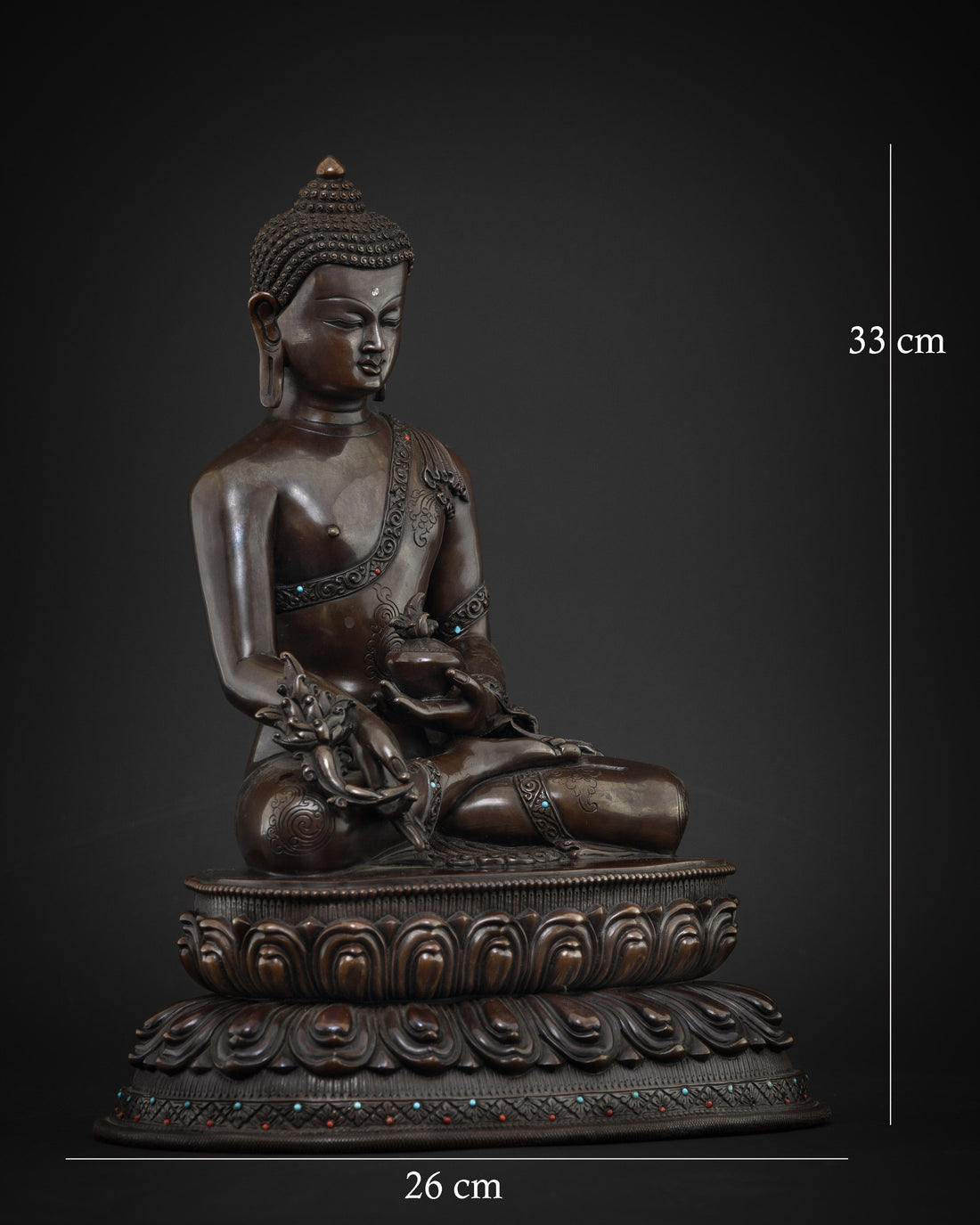 Oxidized Bhaisajyaguru Statue : Healing Buddha