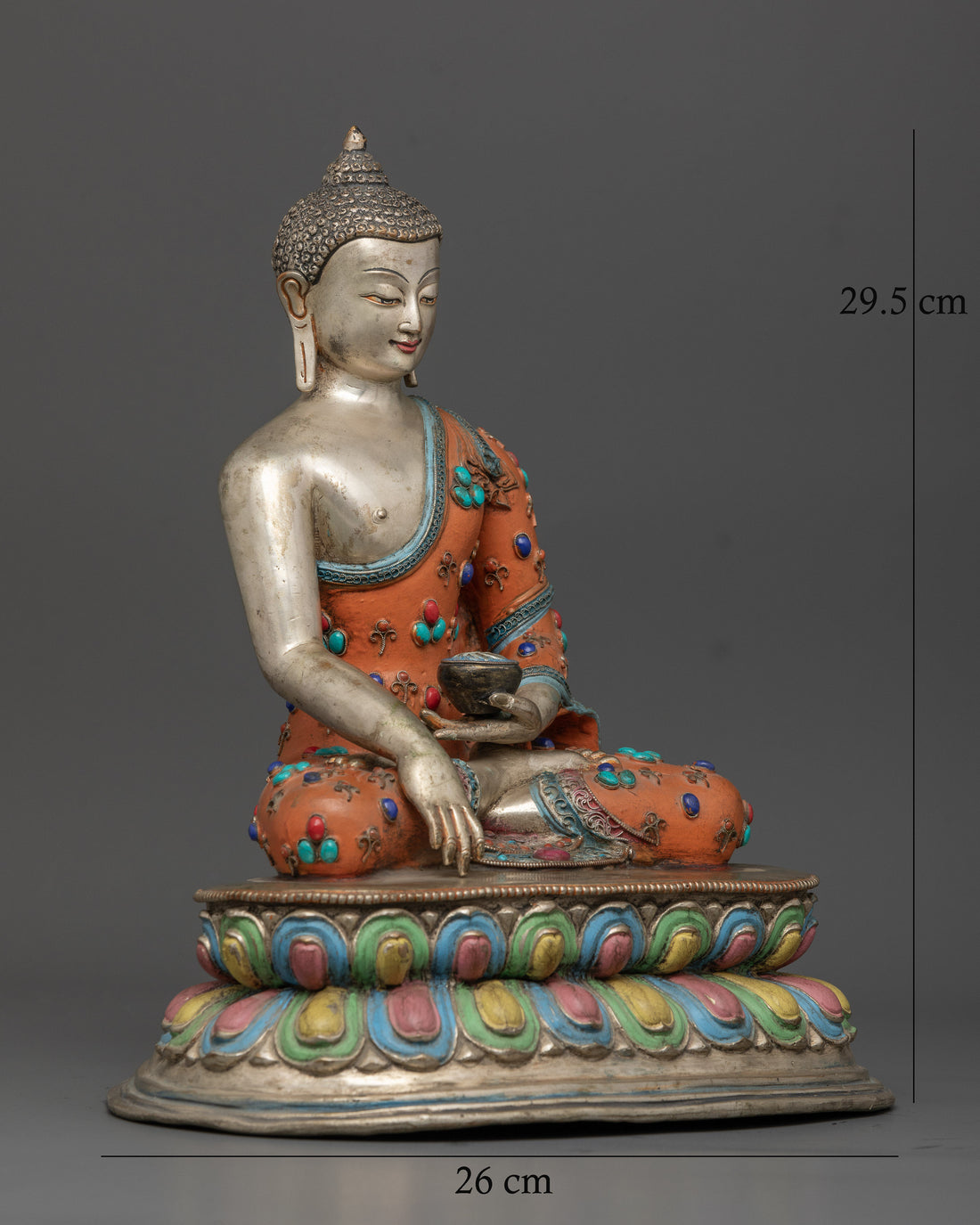 Glistening Silver Shakyamuni Buddha Statue