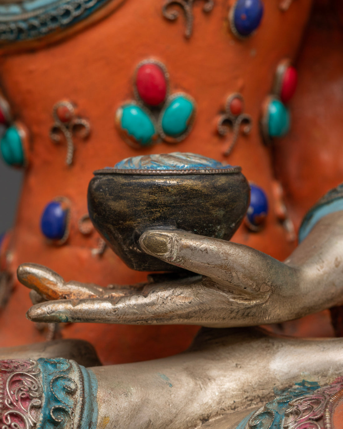 Glistening Silver Shakyamuni Buddha Statue