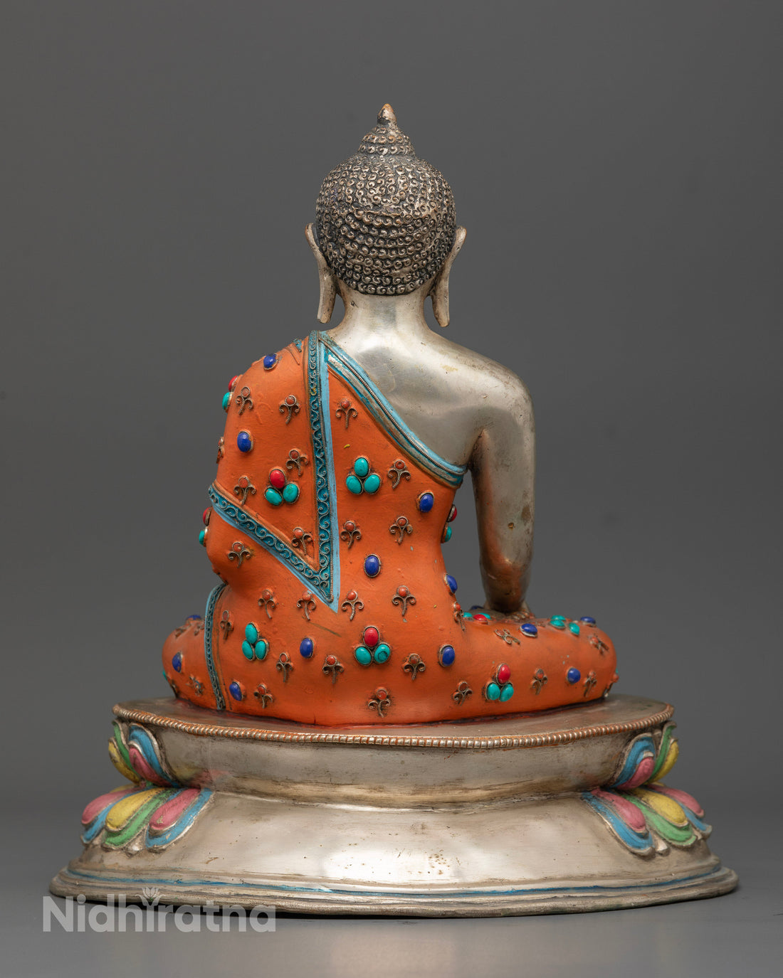 Glistening Silver Shakyamuni Buddha Statue