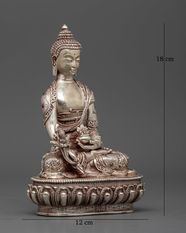 Buddha Shakyamuni: The Awakend Teacher Statue in Sliver