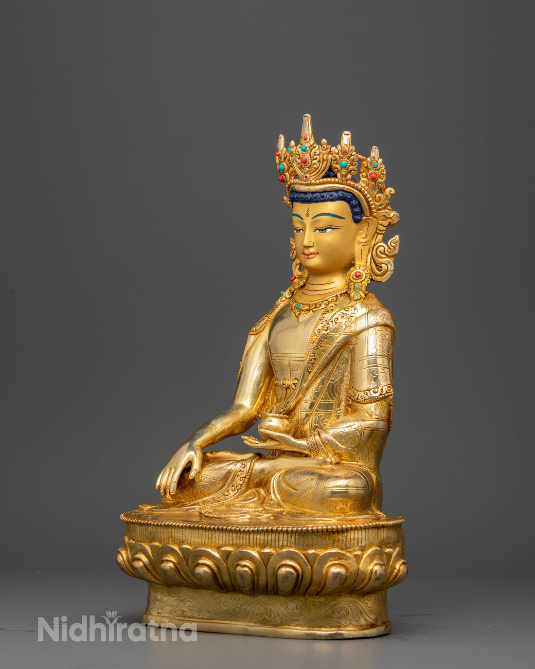 Crowned Buddha Shakyamuni: The Golden Guardian of Dharma