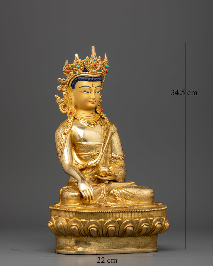 Crowned Buddha Shakyamuni: The Golden Guardian of Dharma