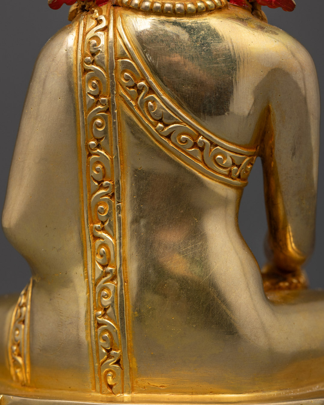 Hand-Carved Crowned Buddha Shakyamuni Statue