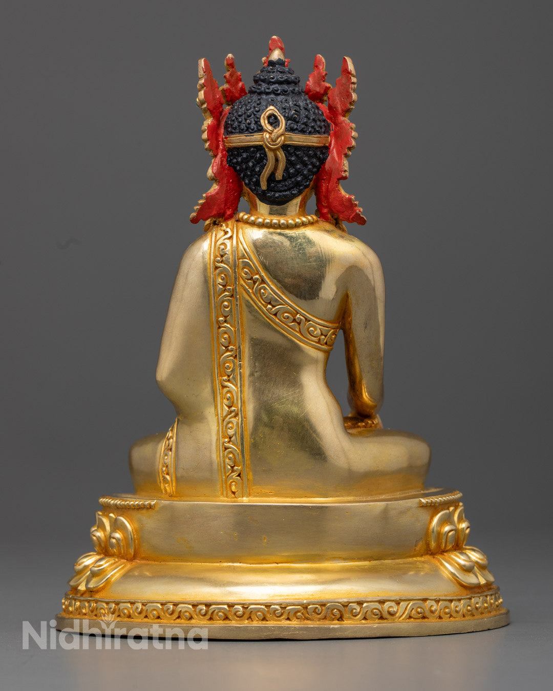 Hand-Carved Crowned Buddha Shakyamuni Statue