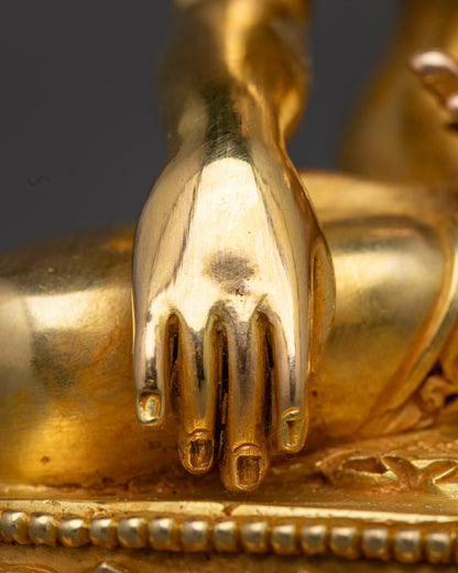 Hand-Carved Crowned Buddha Shakyamuni Statue